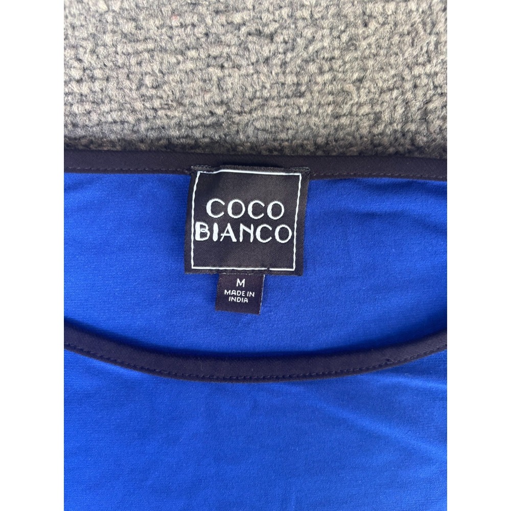 Coco Bianco Top Women's Size Medium Blue Round Neck Long Sleeve Pullover - Picture 5 of 9